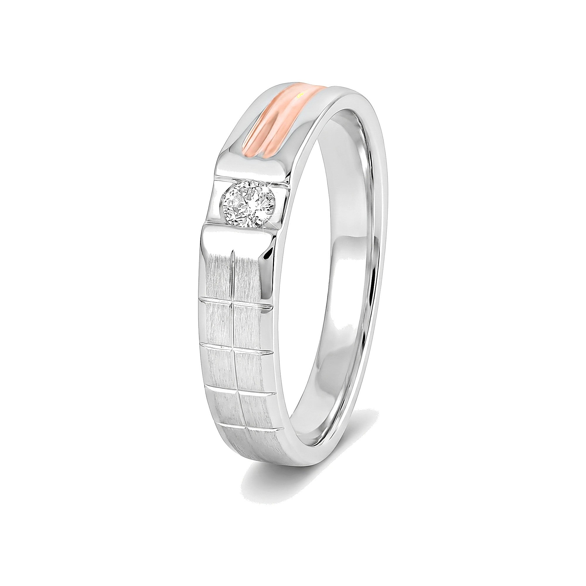 Glossy Platinum and Rose Gold Men's Finger Ring