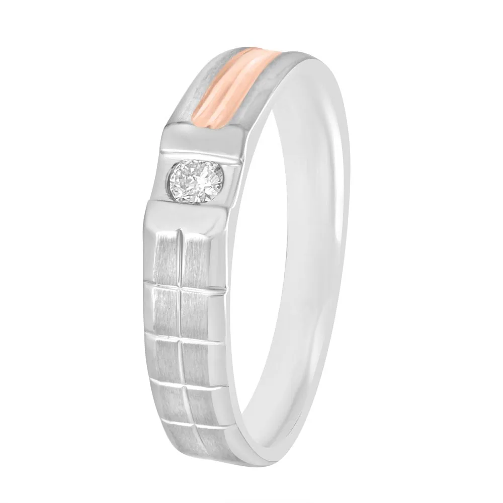 Glossy Platinum and Rose Gold Men’s Finger Ring