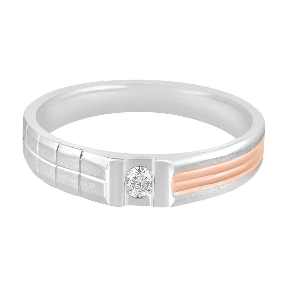 Glossy Platinum and Rose Gold Men’s Finger Ring - view 3