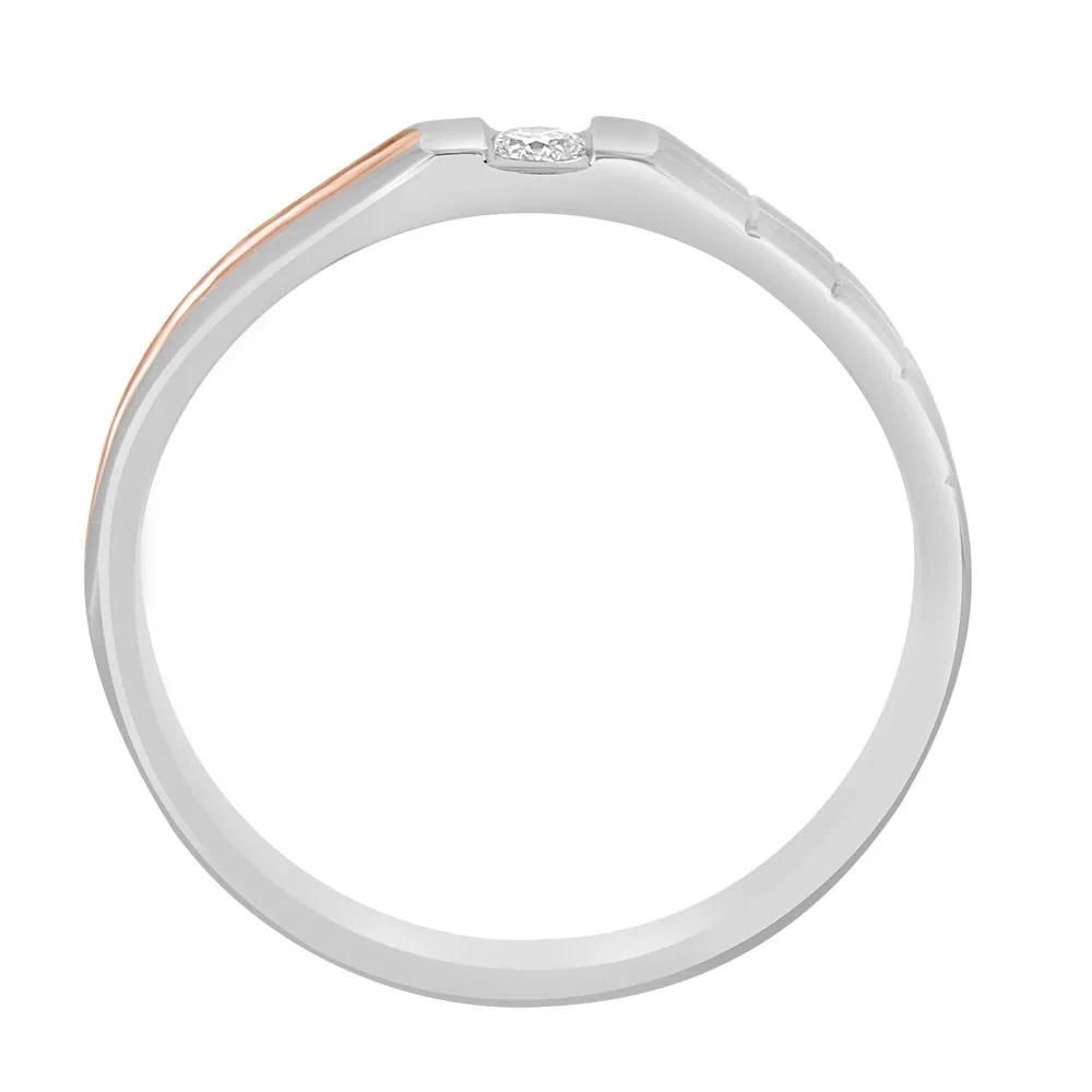 Glossy Platinum and Rose Gold Men’s Finger Ring - view 4