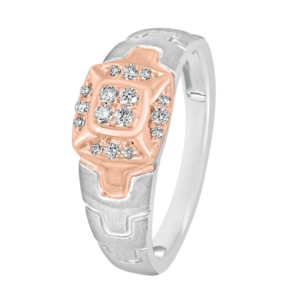 Glossy Men’s Rose Gold and Diamond Finger Ring