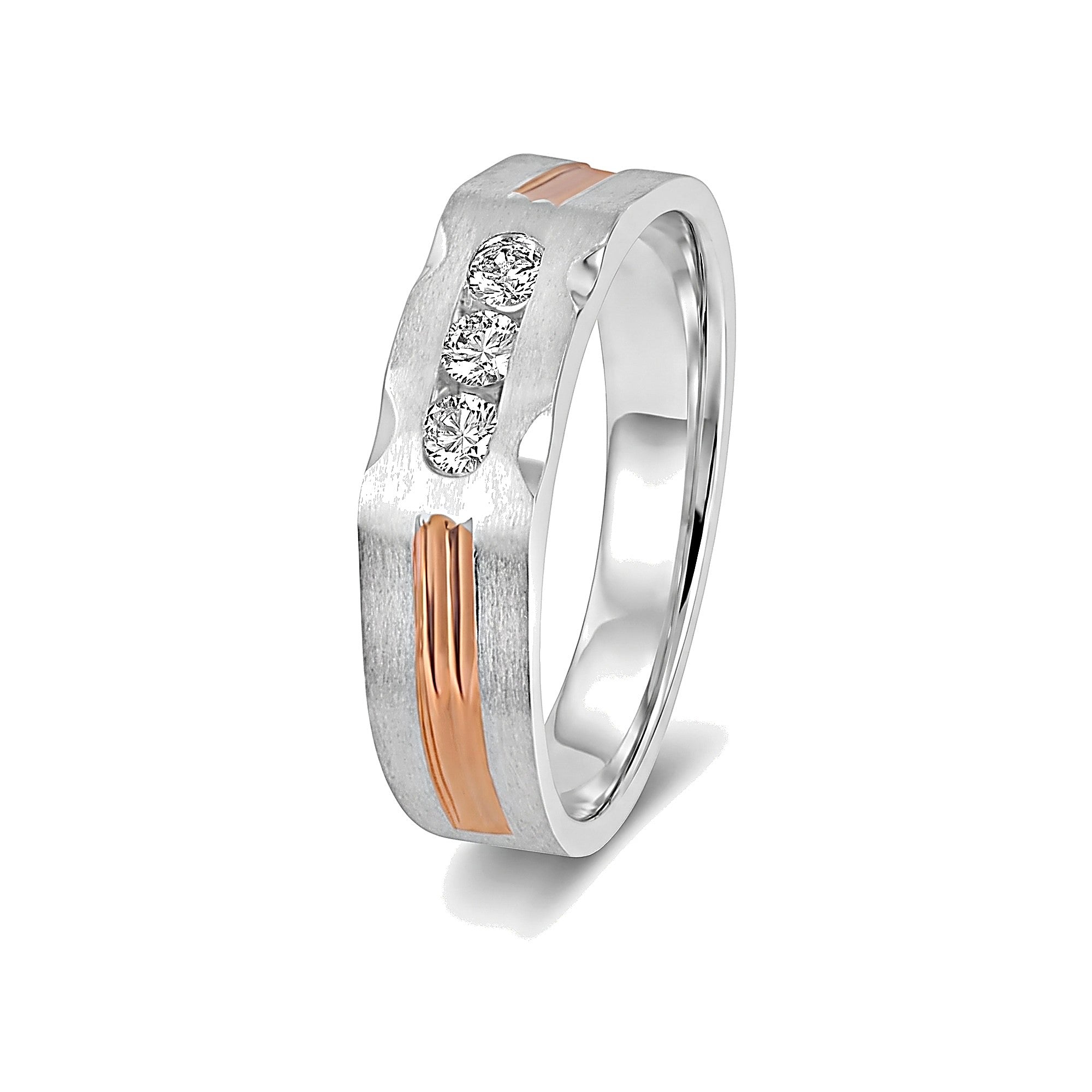 Diamond Studded Finger Ring in 950Pt Platinum and Rose Gold
