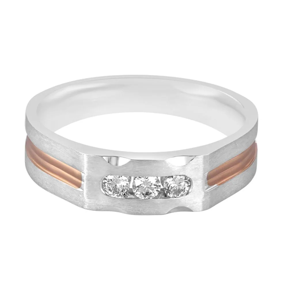 Diamond Studded Finger Ring in 950Pt Platinum and Rose Gold - view 3