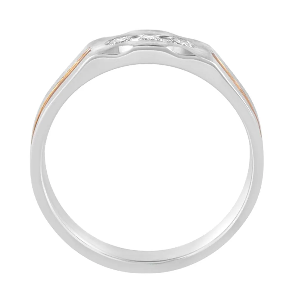 Diamond Studded Finger Ring in 950Pt Platinum and Rose Gold - view 4