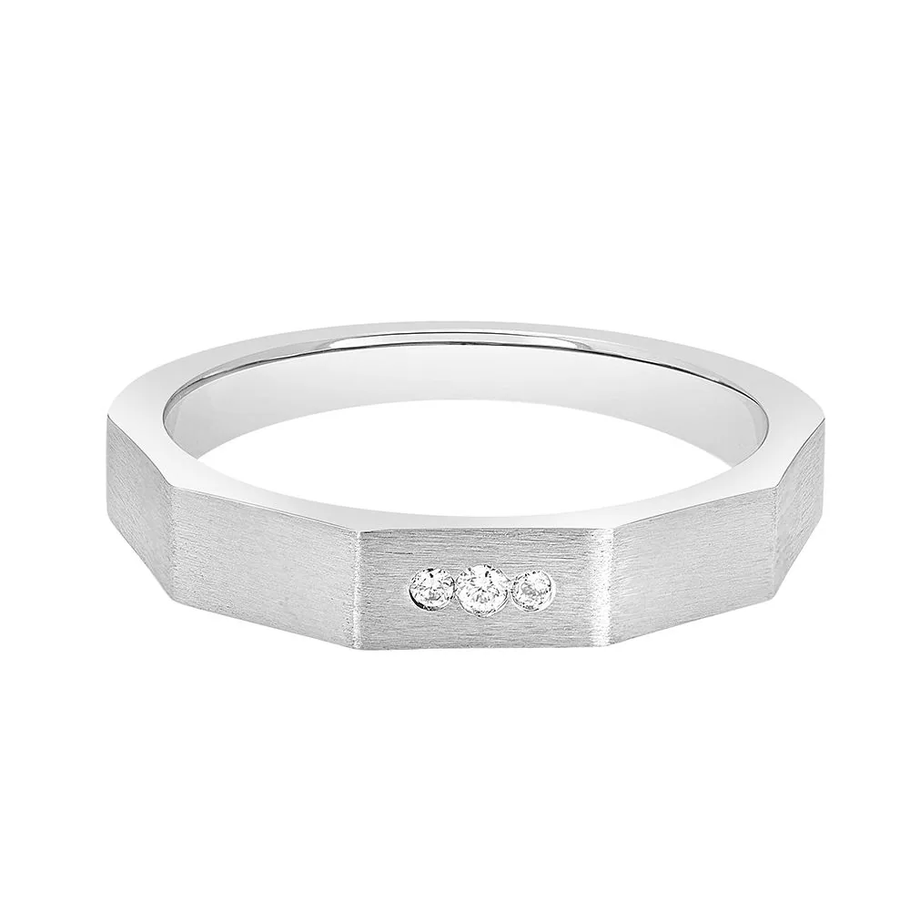 Men’s Textured Platinum Ring - view 3