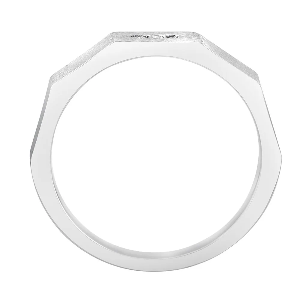 Men’s Textured Platinum Ring - view 4