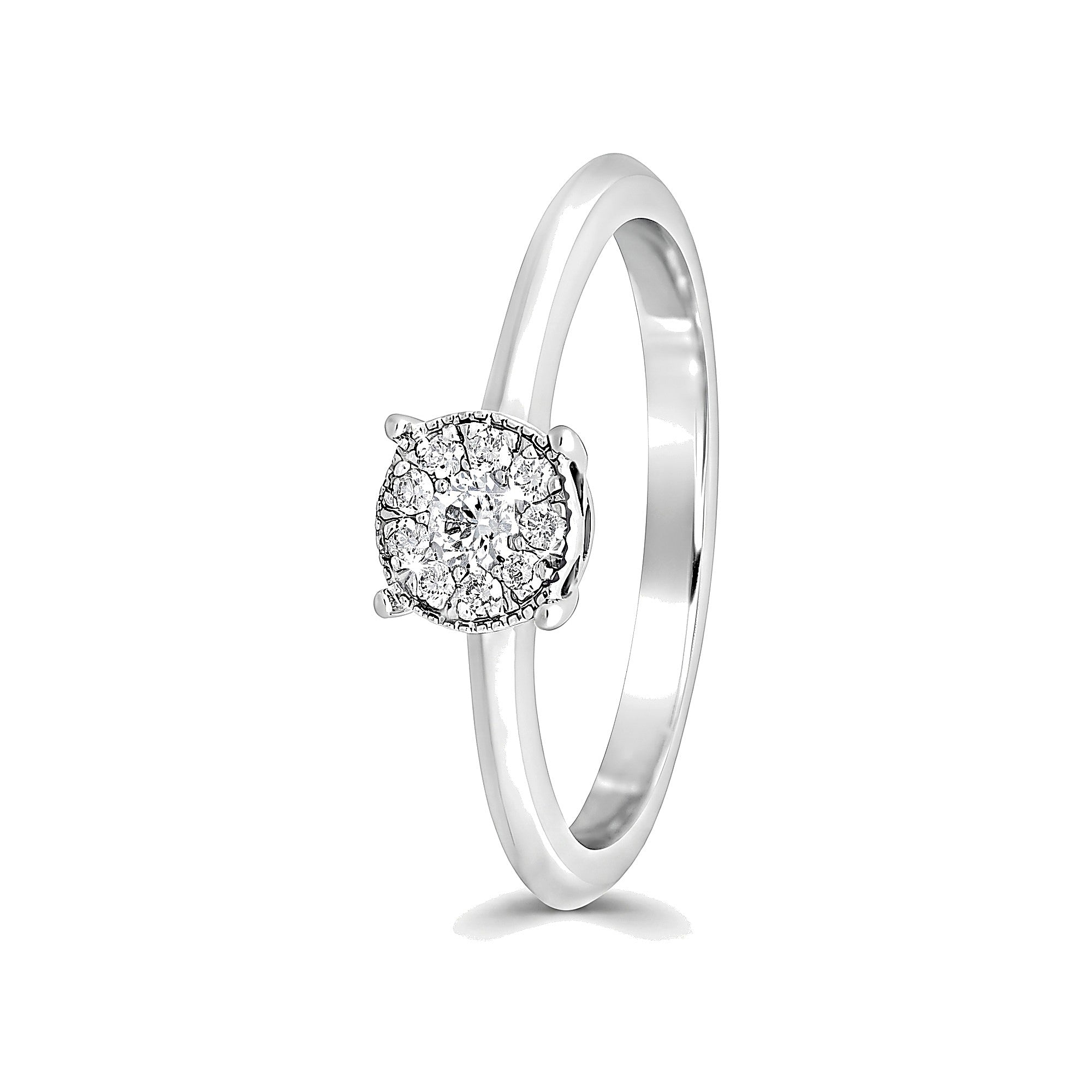 Glossy Diamond and Platinum Crown Star Ring