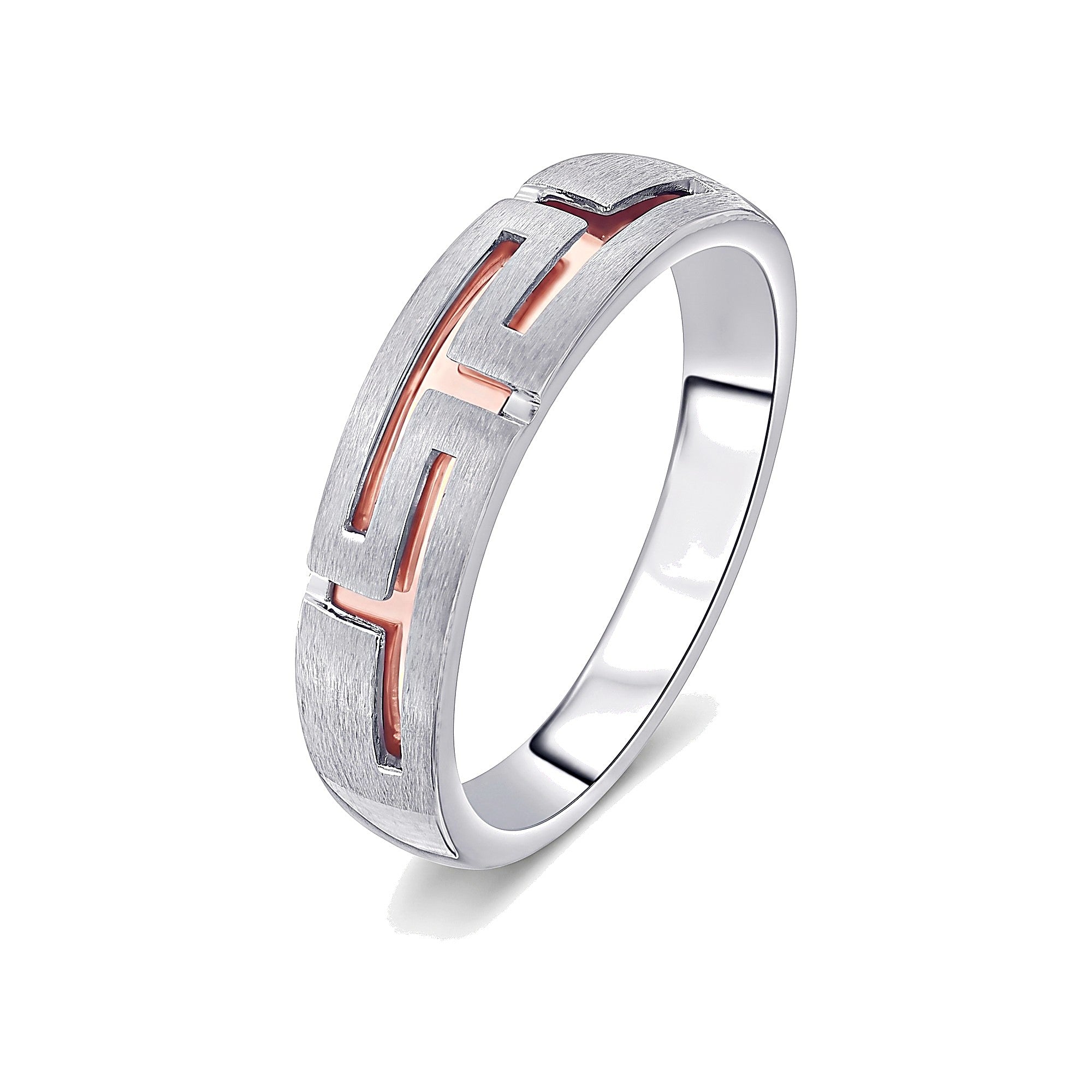 Geometric Diamond and Platinum Finger Ring