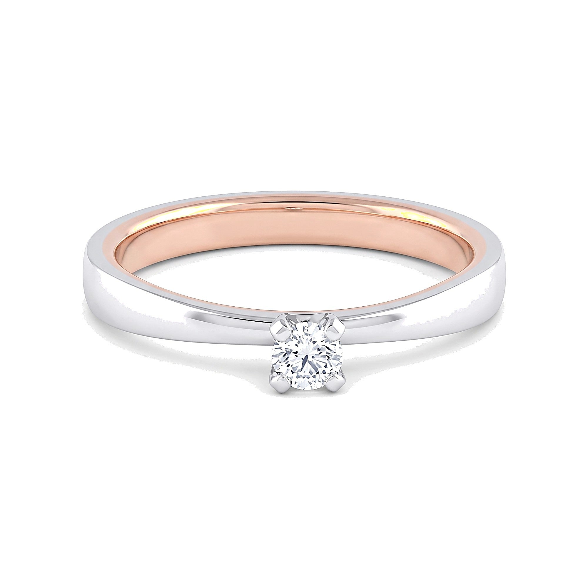 Dual Toned Platinum Solitaire Ring