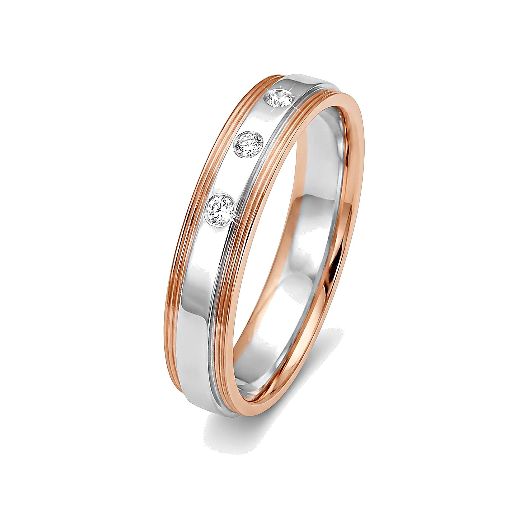 Diamond Accented Platinum and Rose Gold Ring