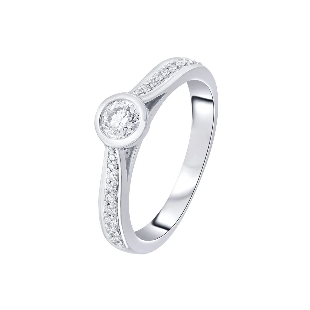 Contemporary Diamond Platinum Statement Ring
