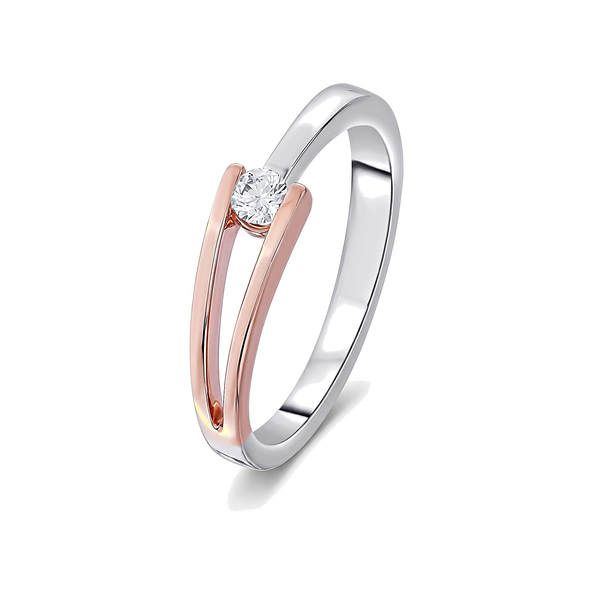 Stylish Finger Ring in 950Pt Platinum and Rose Gold