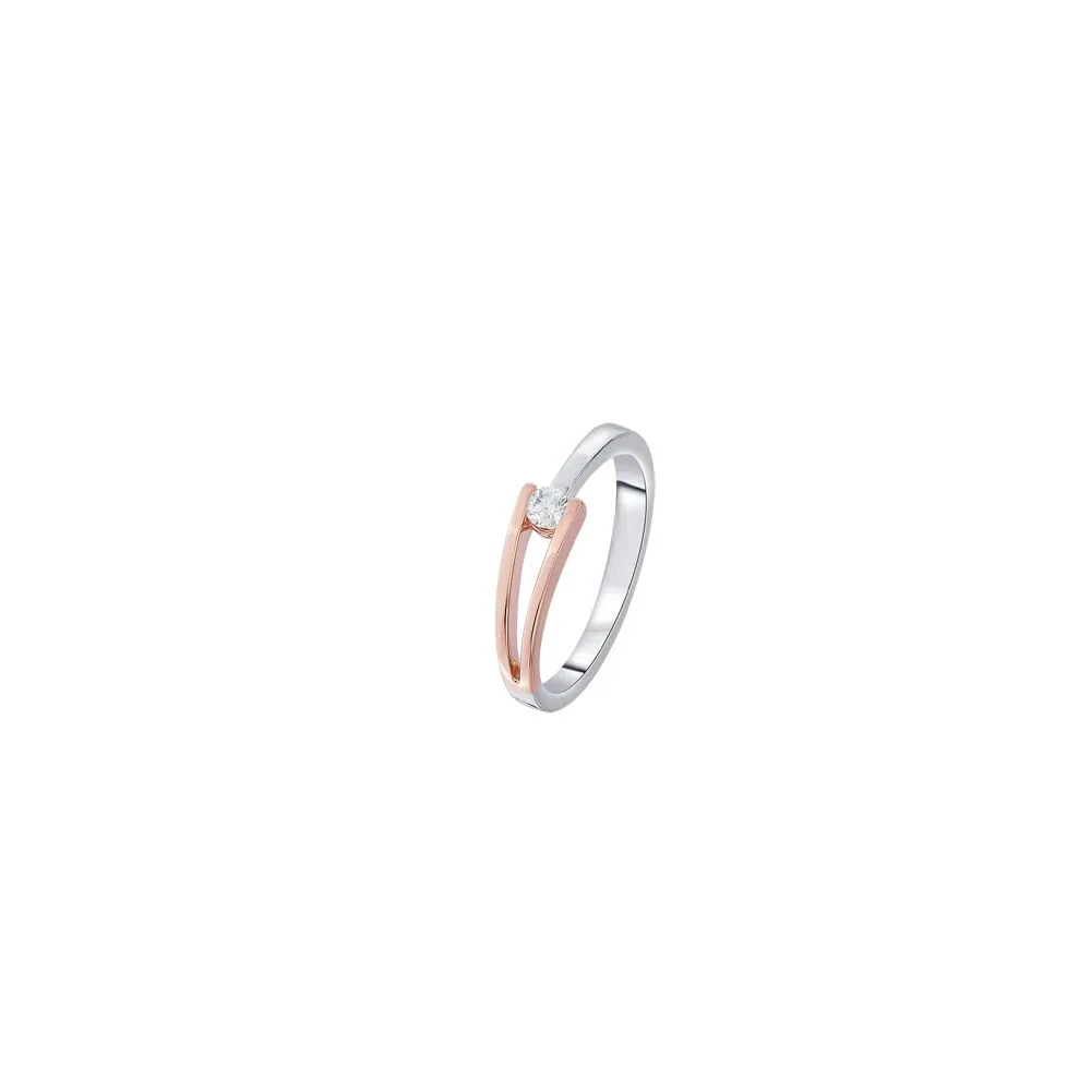 Stylish Finger Ring in 950Pt Platinum and Rose Gold