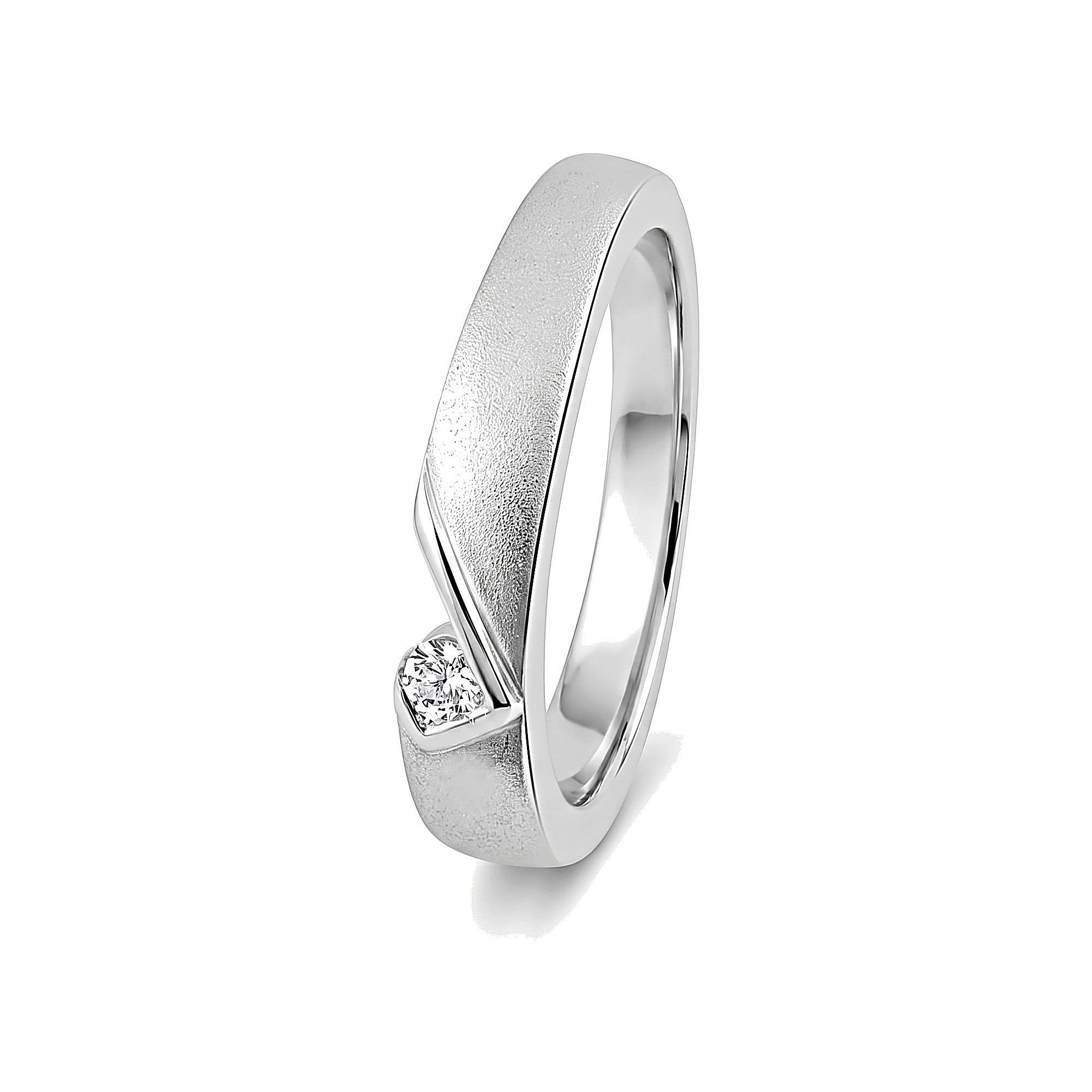 Sleek Diamond and Platinum Ring