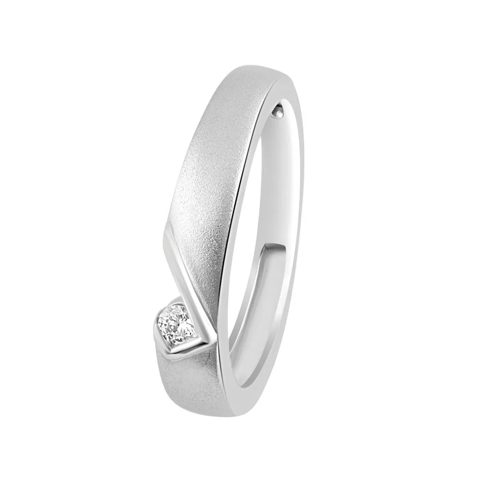 Sleek Diamond and Platinum Ring