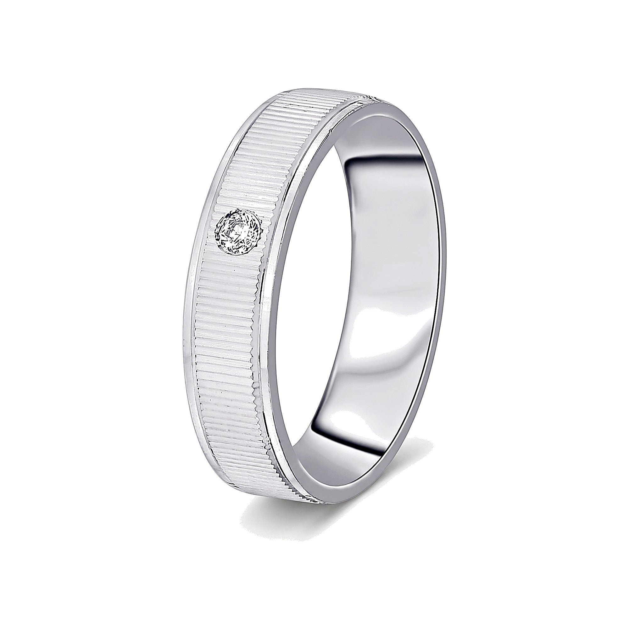 Simple Platinum and Diamond Band For Men