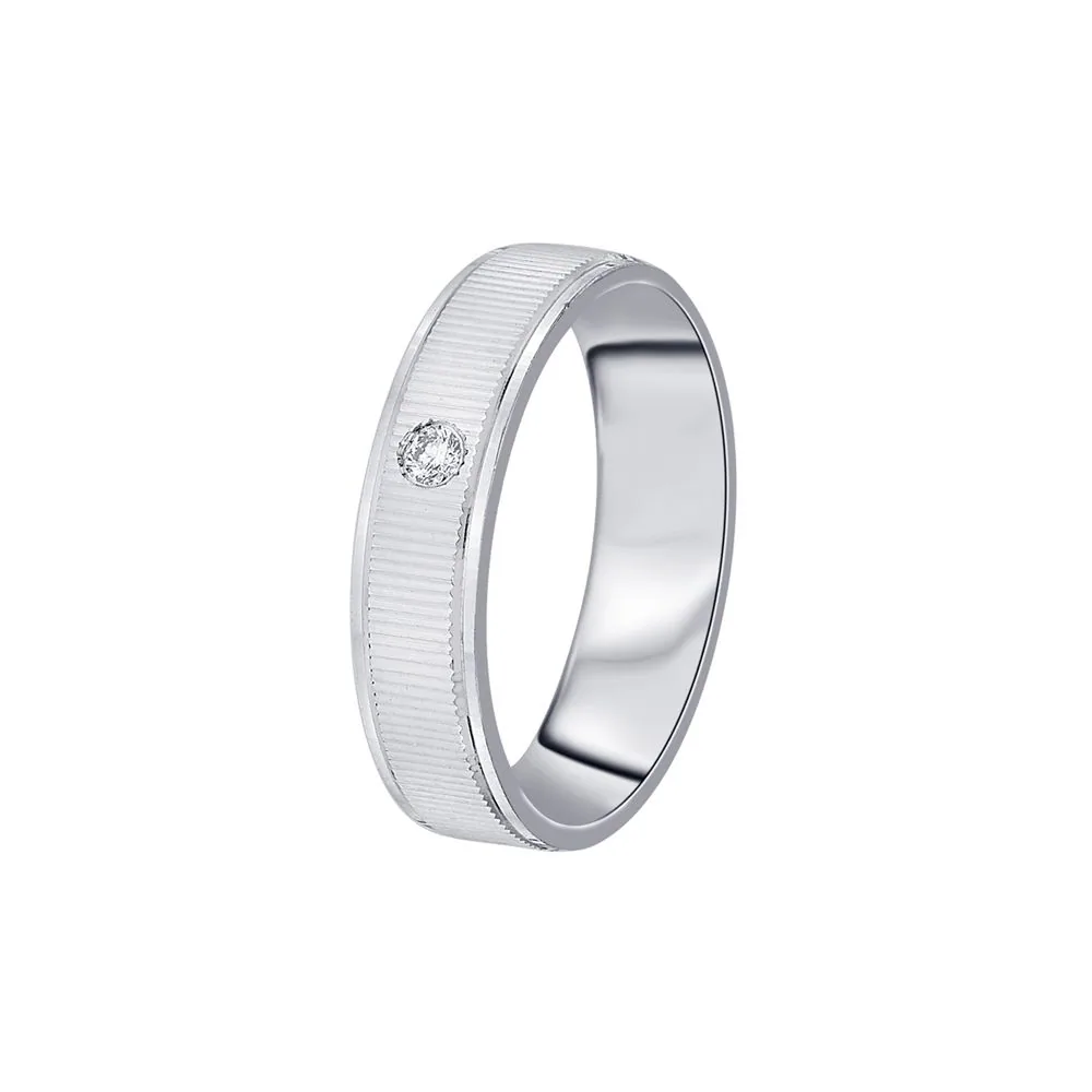 Simple Platinum and Diamond Band For Men