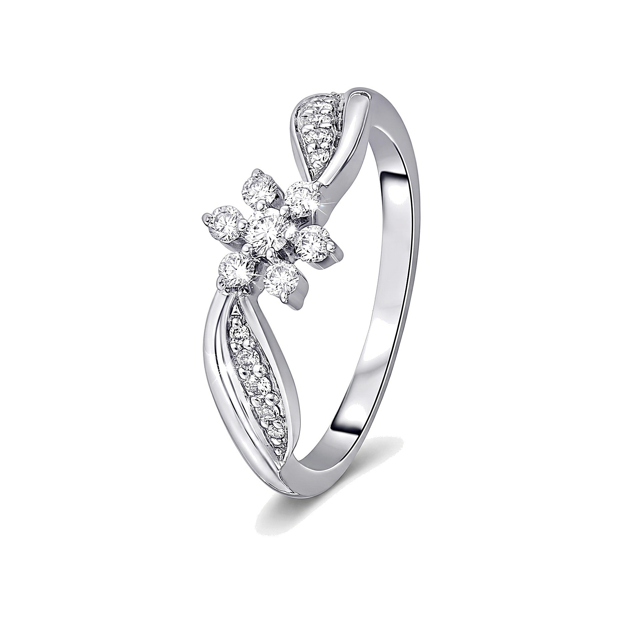 Floral Diamond Platinum Finger Ring