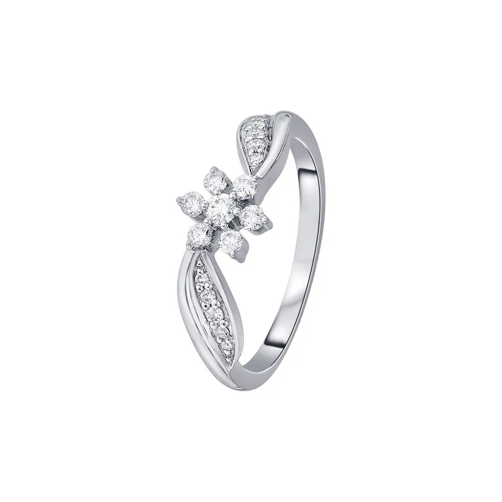 Floral Diamond Platinum Finger Ring
