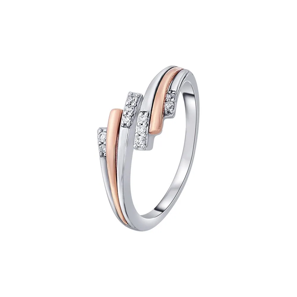 Gleaming Two Toned Diamond Finger Ring