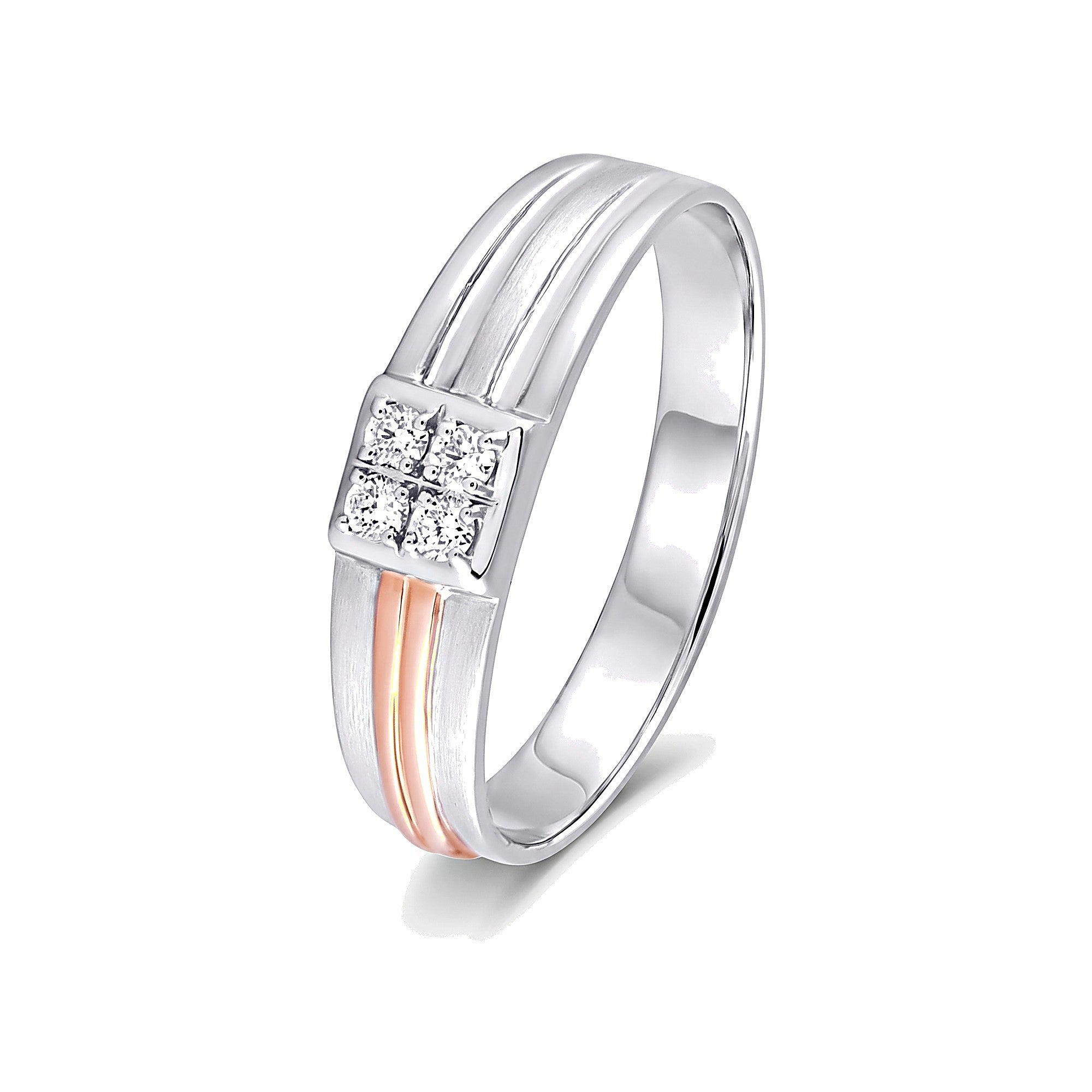 Glittering Diamond Rose Gold and Platinum Men's Finger Ring