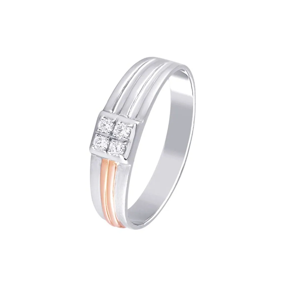 Glittering Diamond Rose Gold and Platinum Men’s Finger Ring