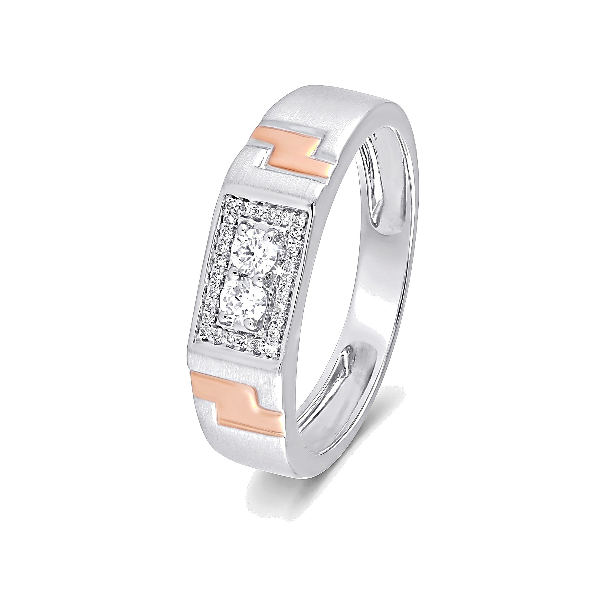 Luxurious Diamond Rose Gold and Platinum Men's Finger Band