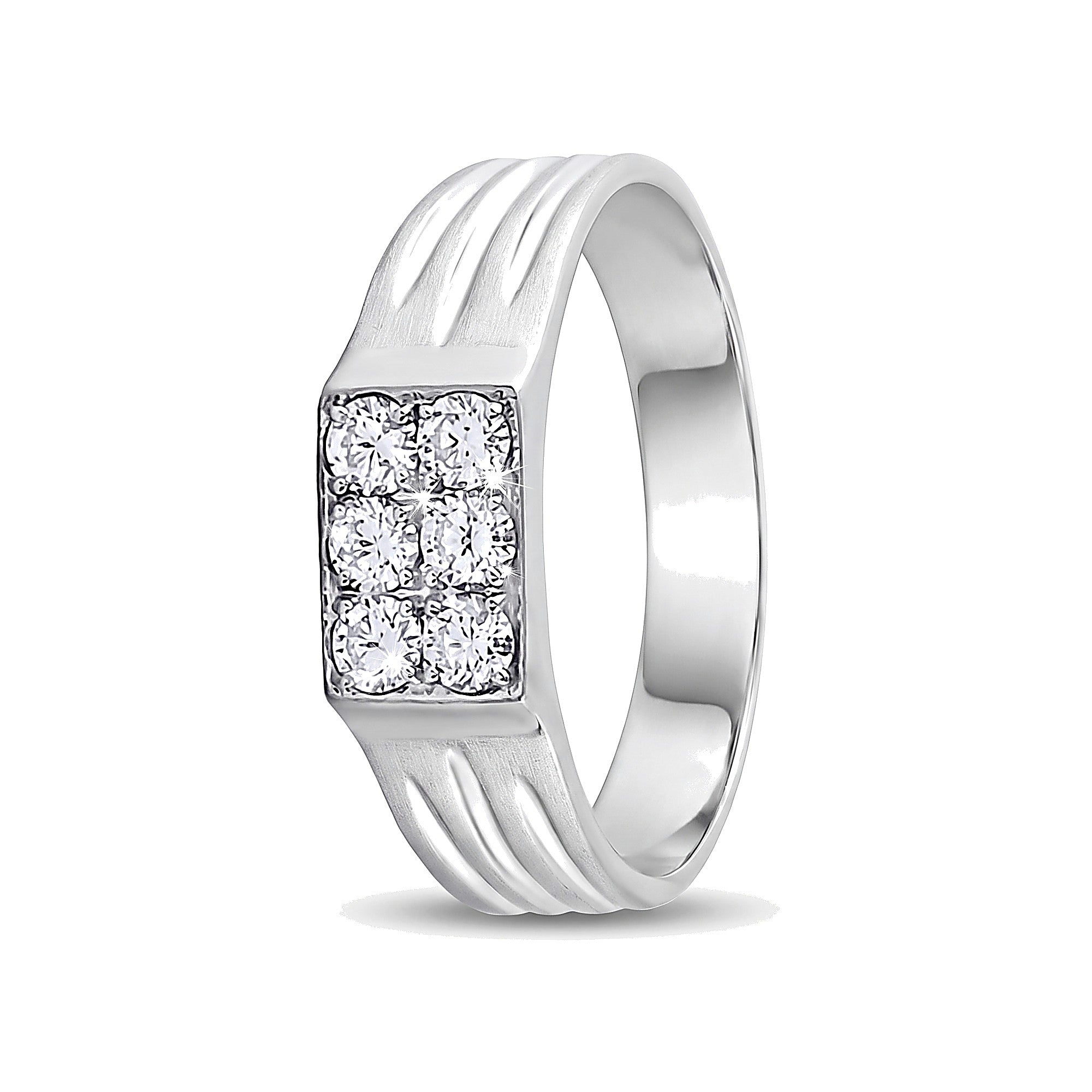 Square Design Diamond and Platinum Men's Finger Band