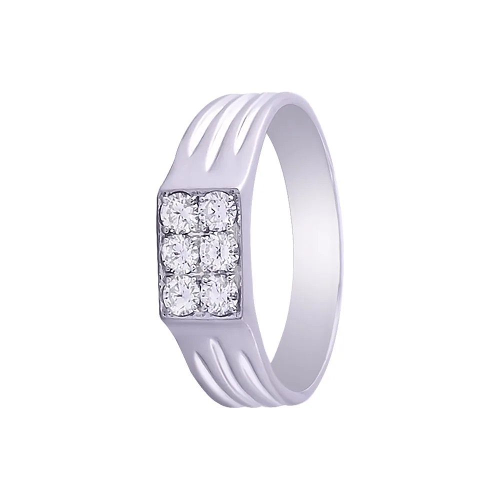 Square Design Diamond and Platinum Men’s Finger Band