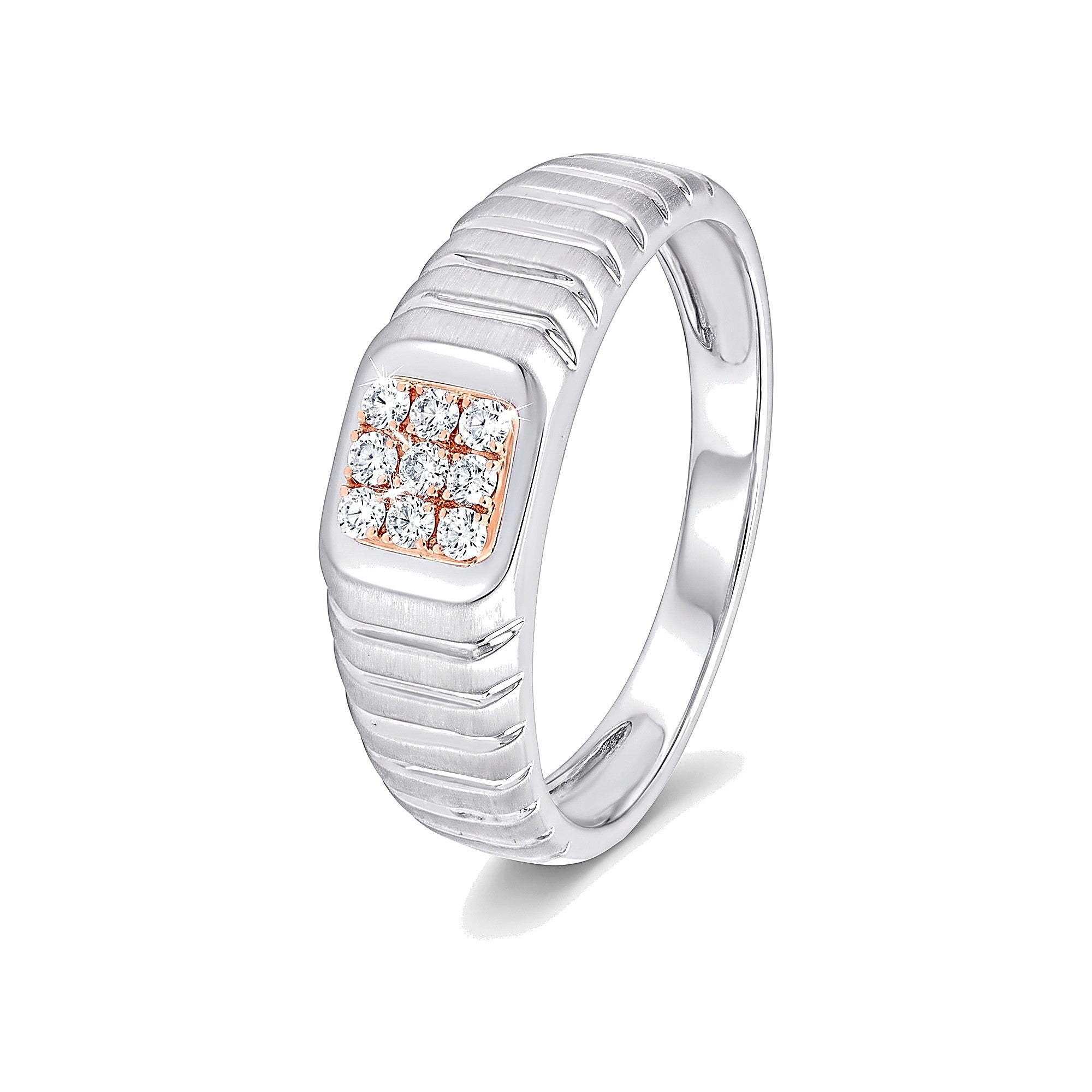 Square Cut Diamond and Platinum Men's Finger Ring