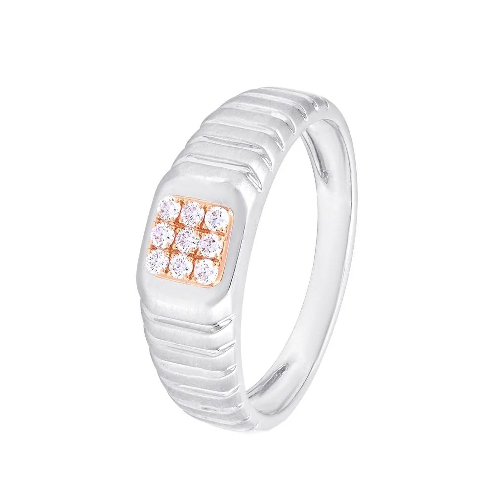 Square Cut Diamond and Platinum Men’s Finger Ring