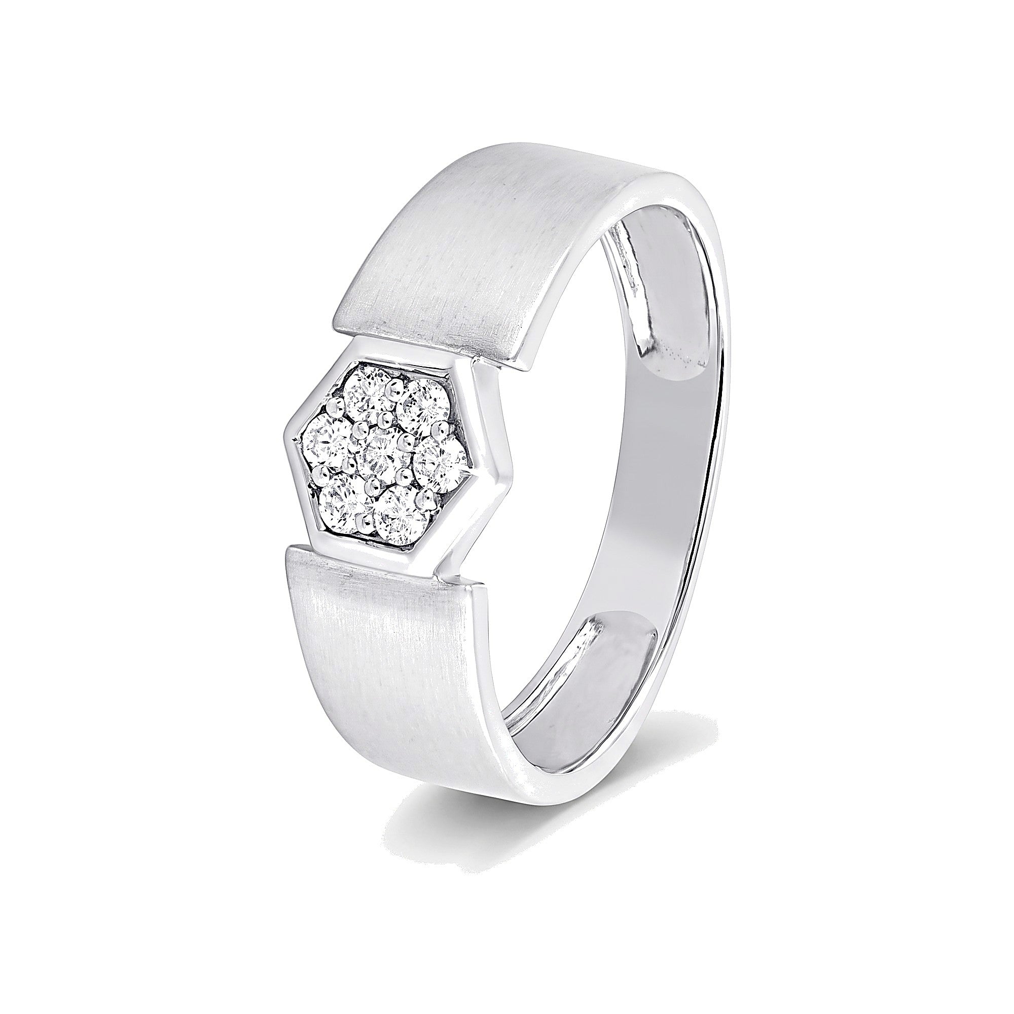 Charming Geometric Diamond and Platinum Men's Finger Band