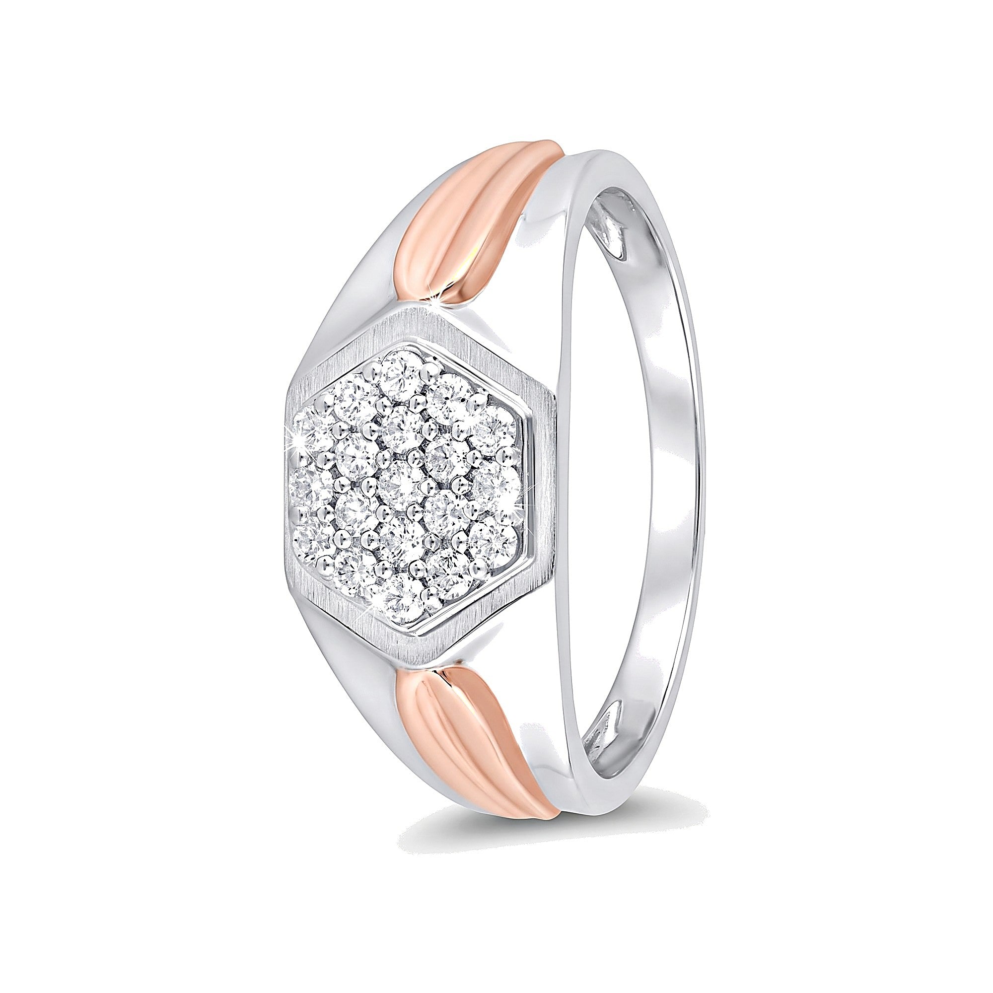 Geometric Design Platinum and Diamond Men's Finger Ring