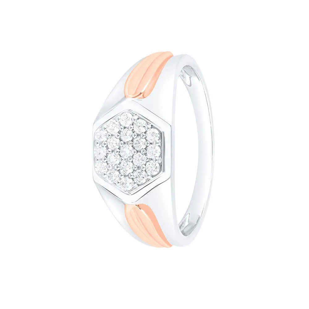 Geometric Design Platinum and Diamond Men’s Finger Ring