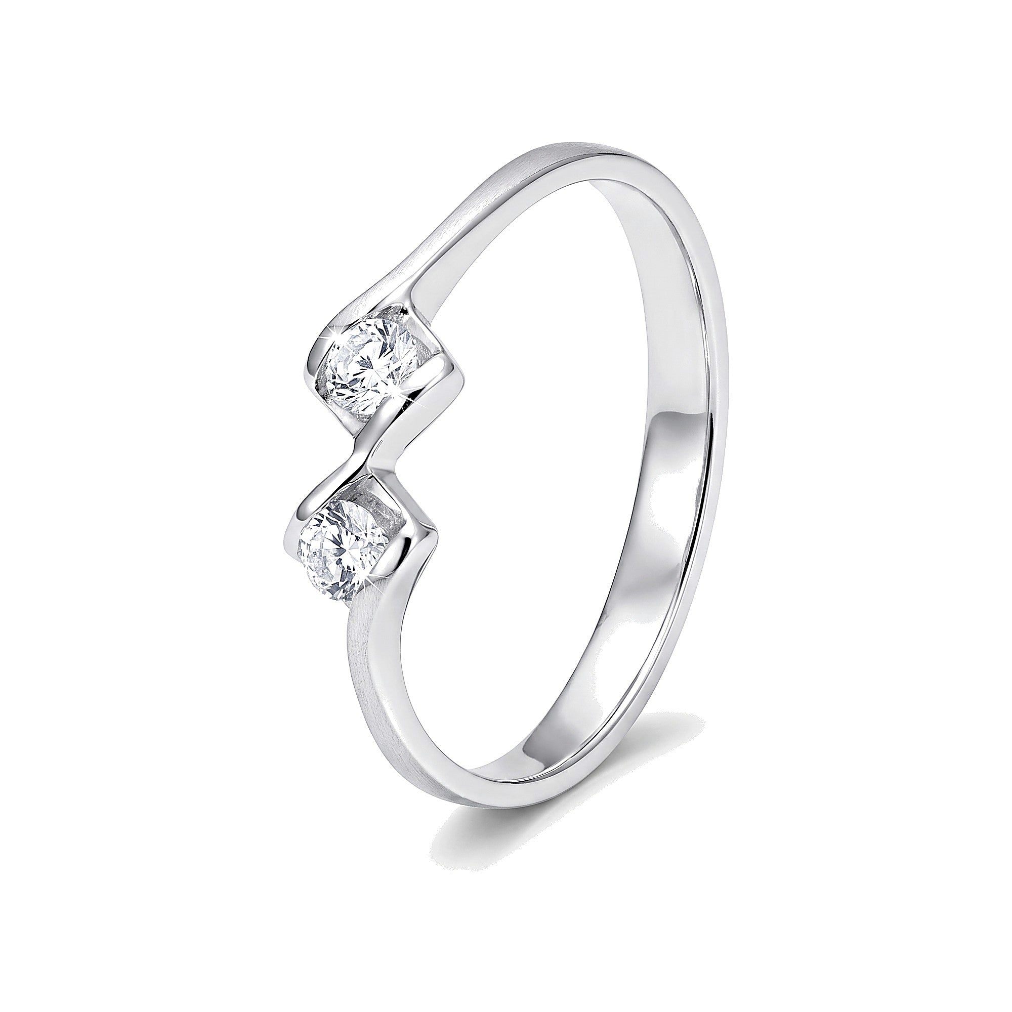 Dazzling 2-diamond and Platinum Finger Ring