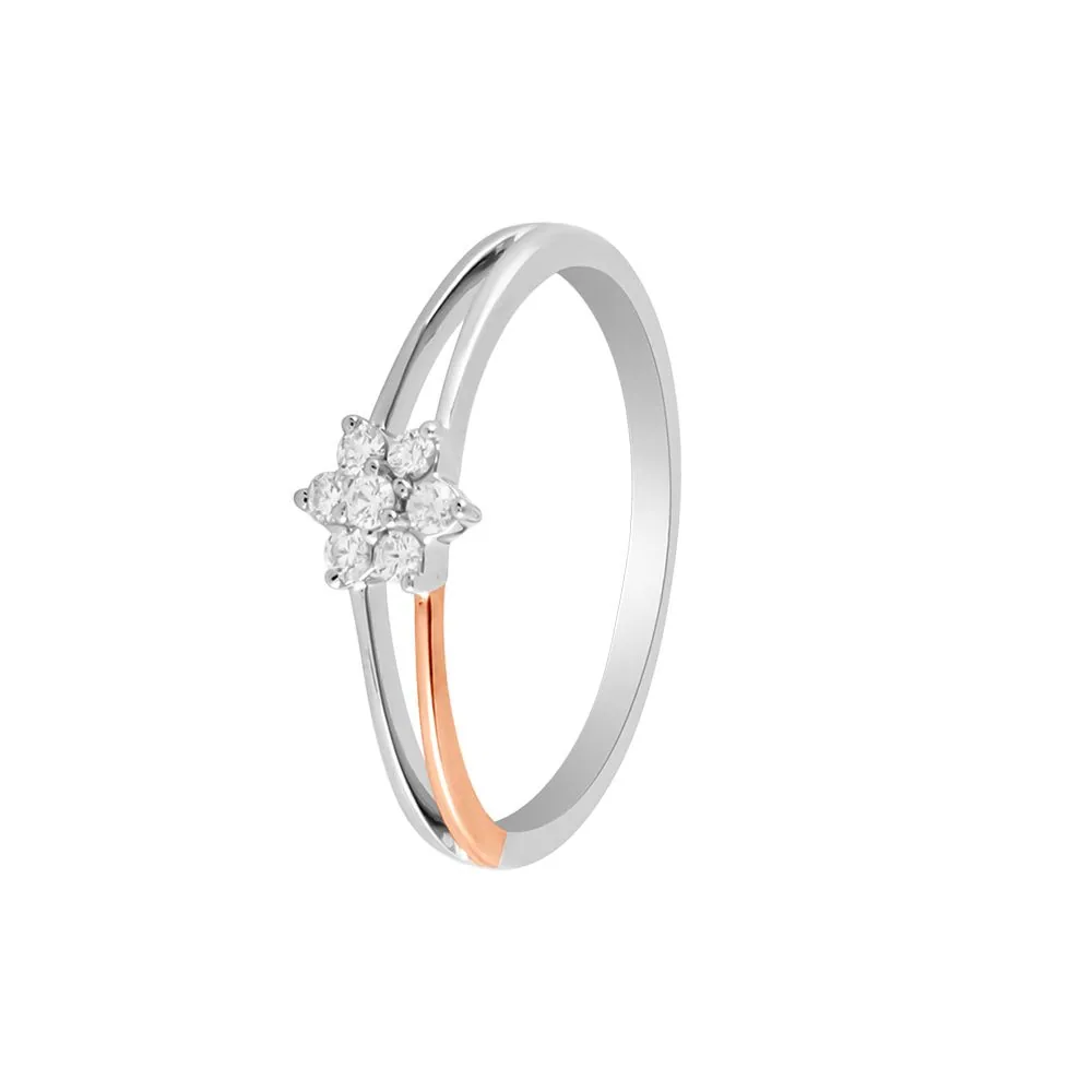 Diamond Embellished Platinum Cluster Finger Ring