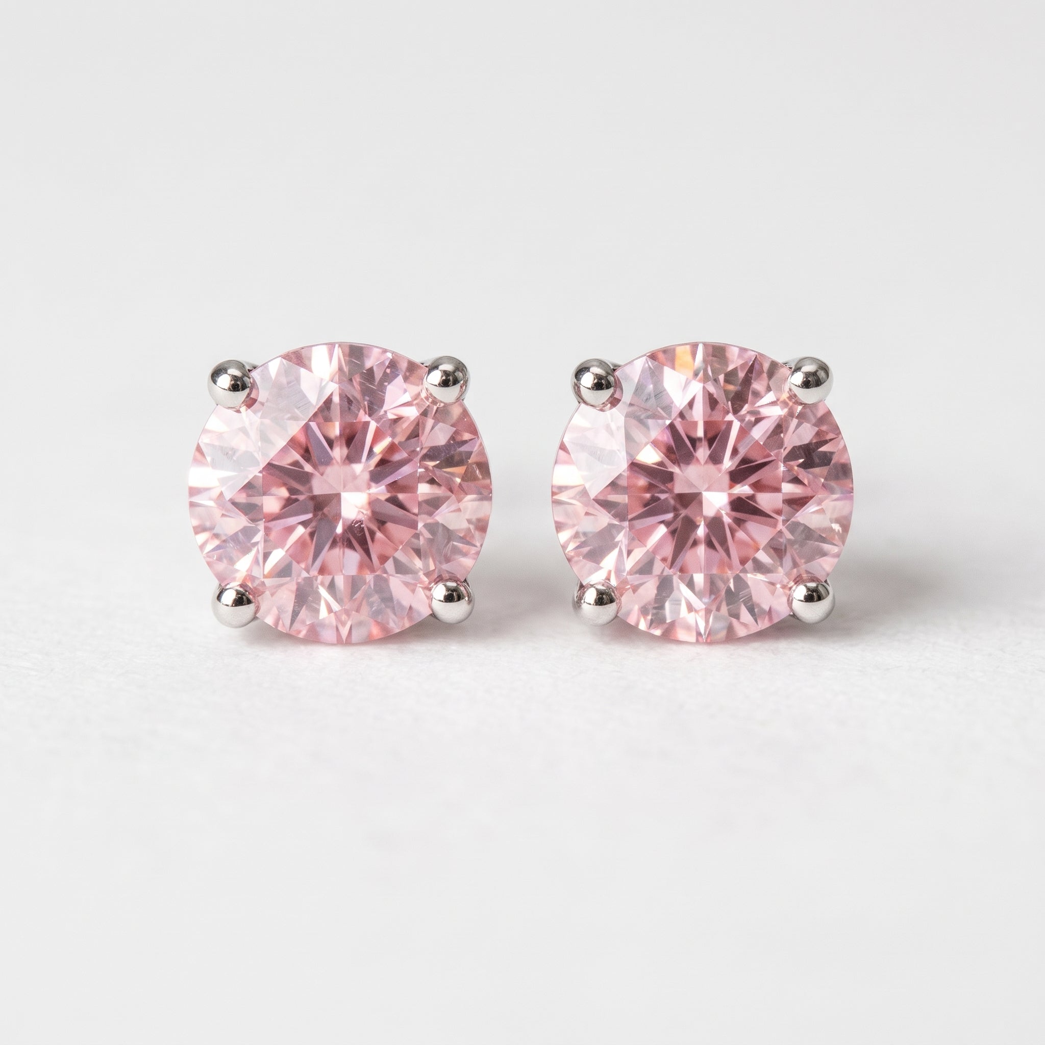 2 ct DEW Certified Pink Treated Moissanite Stud Earrings in Gold Vermeil (925 Silver)