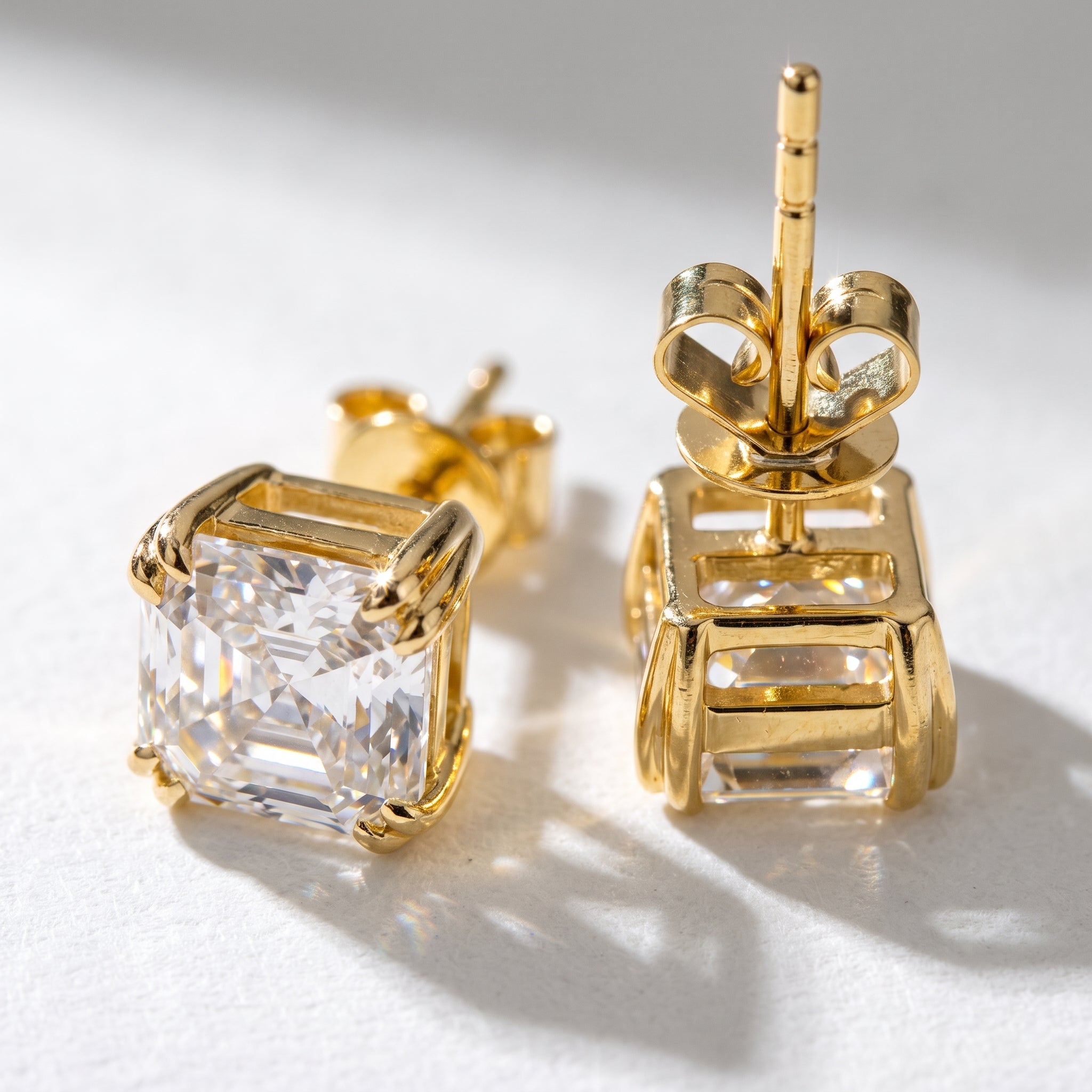 5.20ct DEW White Moissanite Square Cut Stud Earrings
