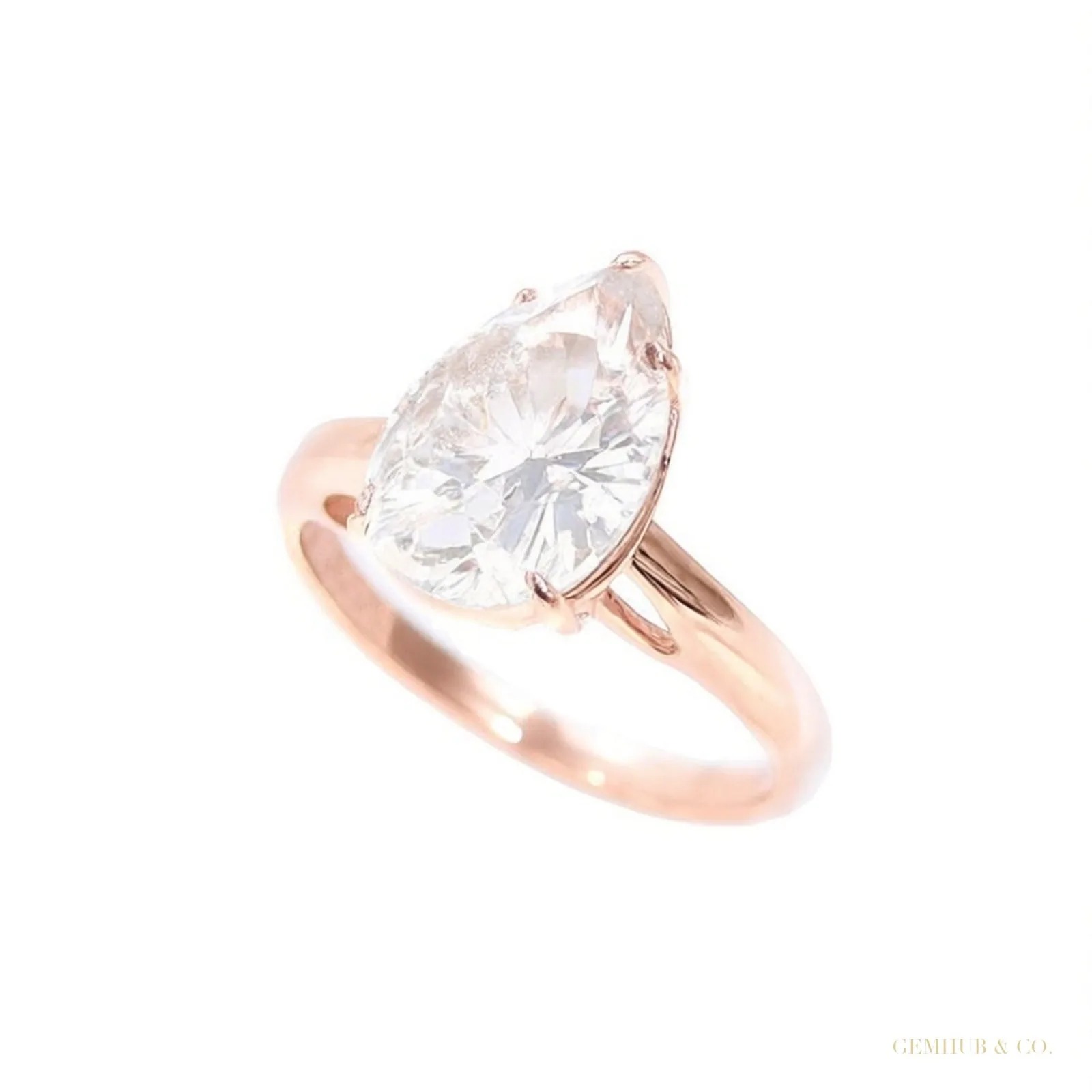10.50 ct DEW Off White Treated Moissanite Solitaire Ring in 18K Gold Plated – Gift