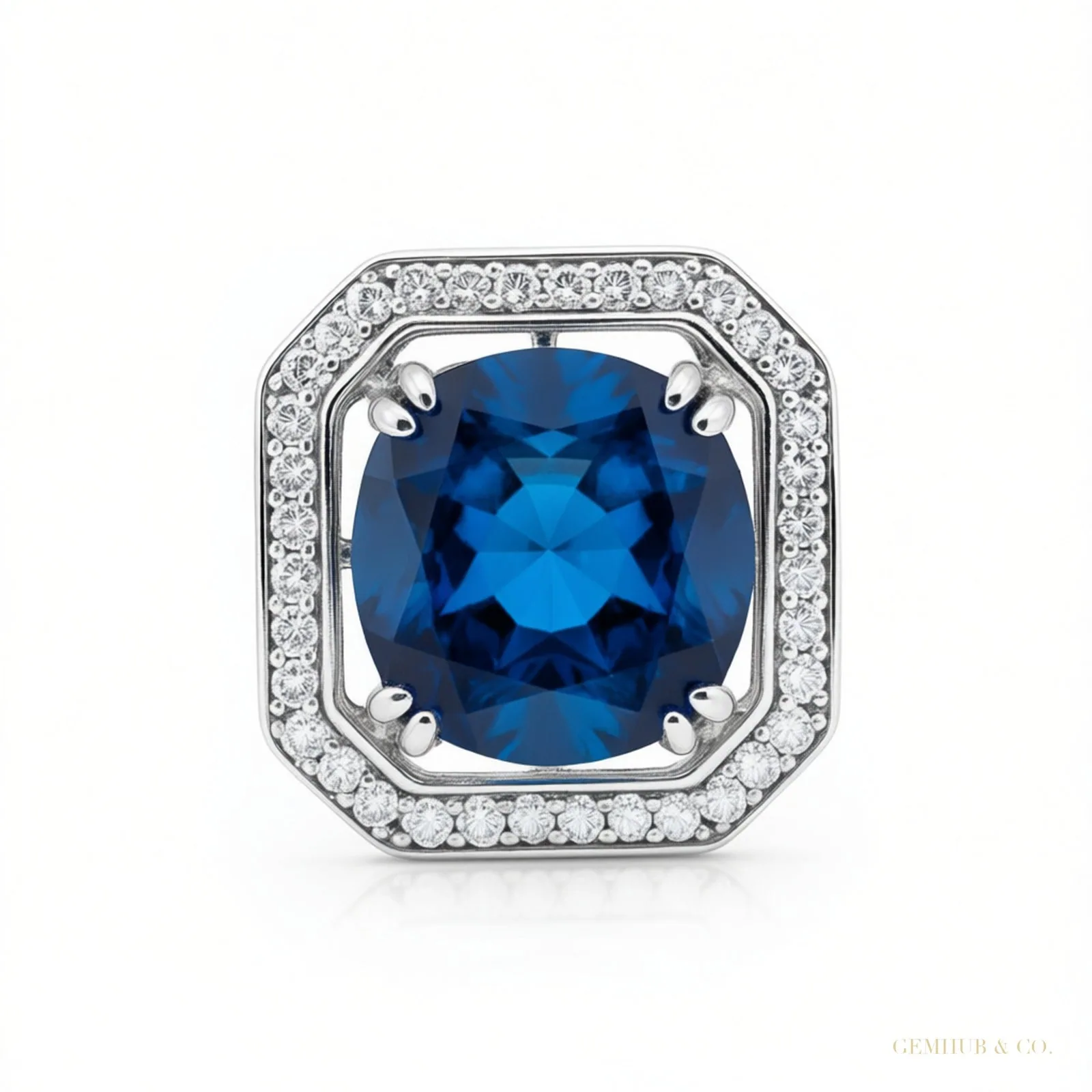 15.60 ct DEW Blue Moissanite Solitaire Pendant in Gold Vermeil Certified