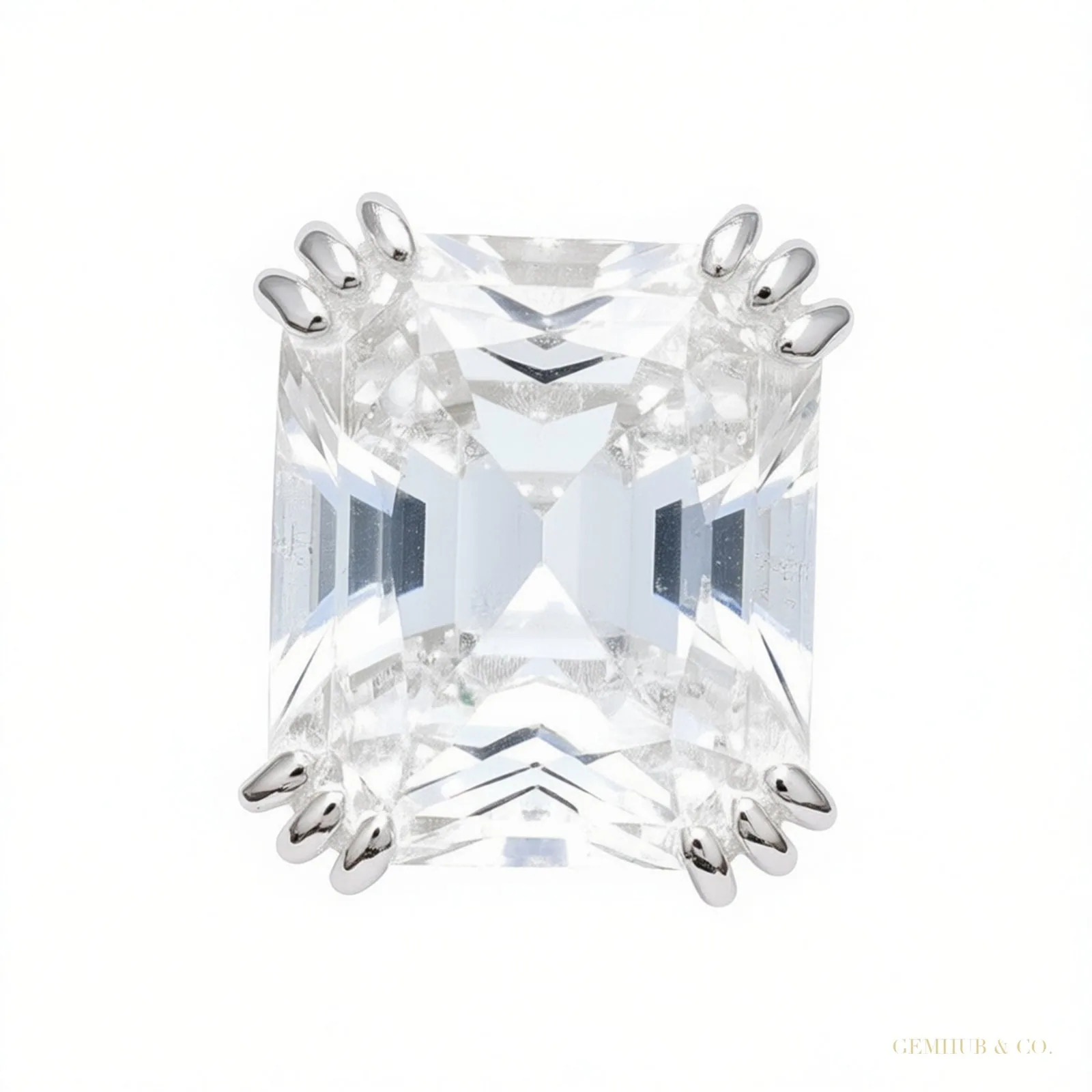 22.70 ct DEW Radiant Cut Off White Treated Moissanite Ring in 18K Gold Plated