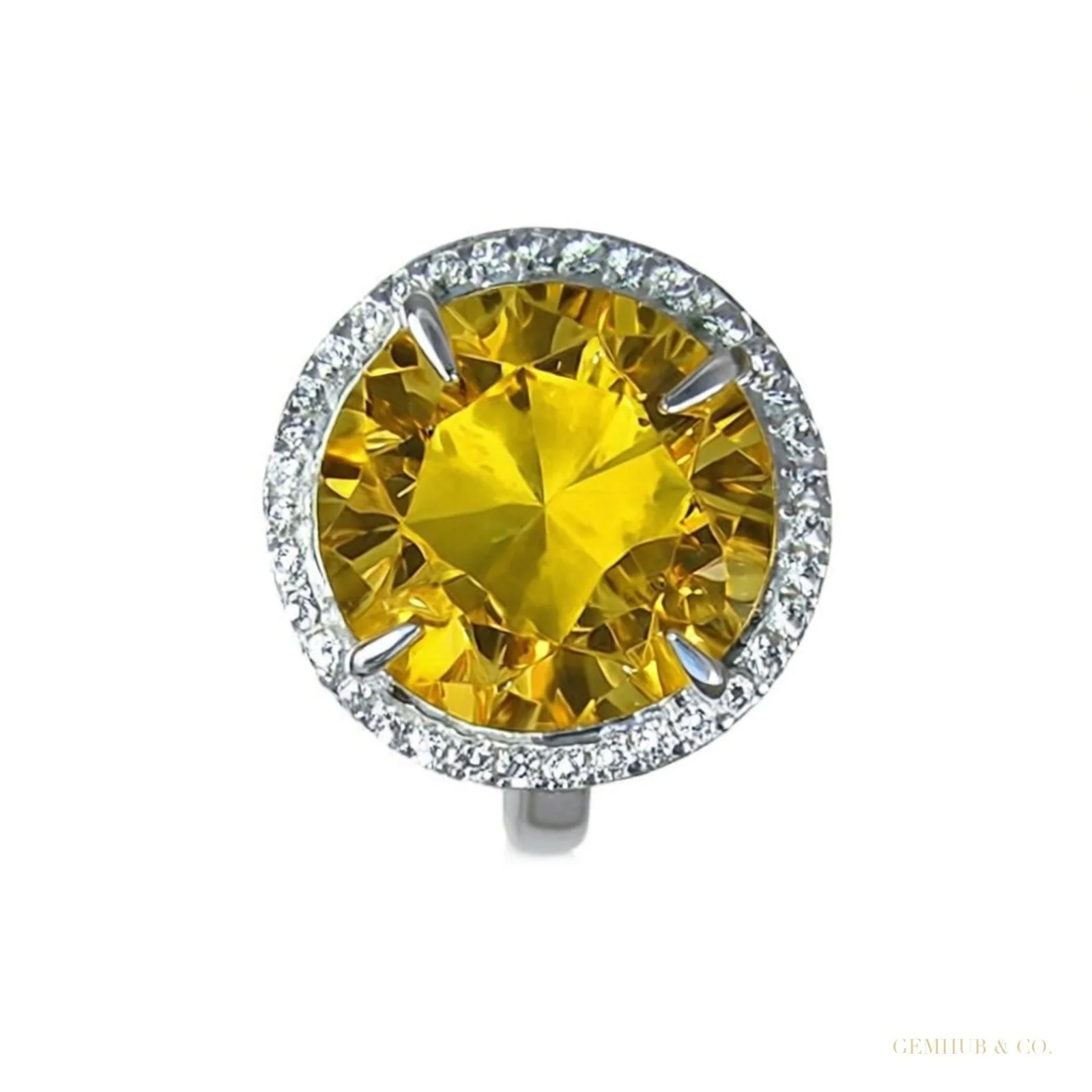 35.20 ct DEW Round Cut Champagne Treated Moissanite Ring in 18K Gold Plated – Gift