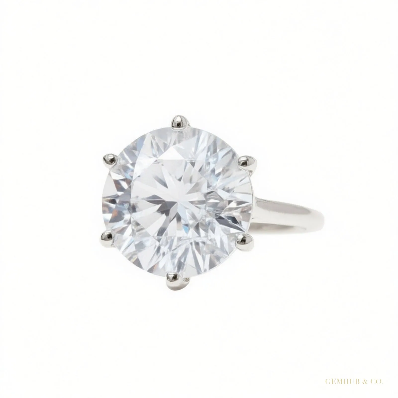 5.50 ct DEW Off White Treated Round Moissanite Ring in Certified 18K Gold Plated