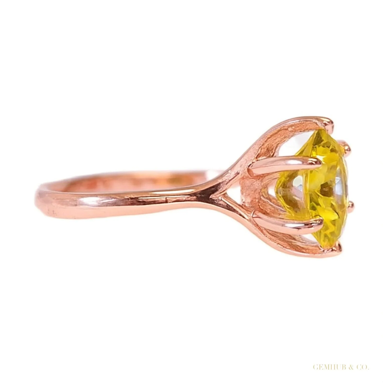 6.50 ct DEW Champagne Round Cut Moissanite Solitaire Ring in Cert 18K Gold Plated