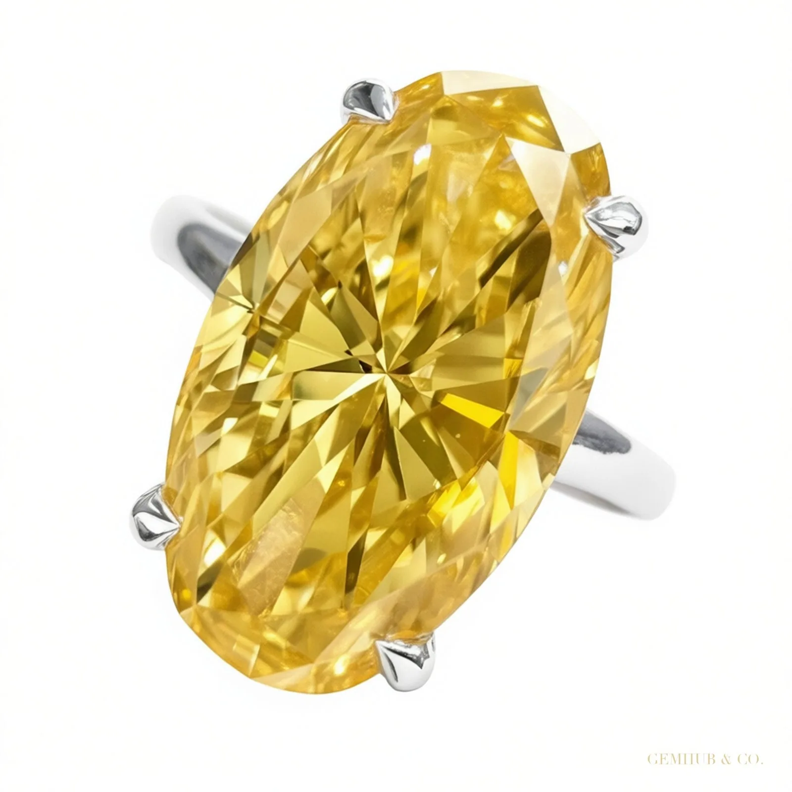9.25 ct DEW Champagne Treated Moissanite Solitaire Ring in Cert 18K Gold Plated