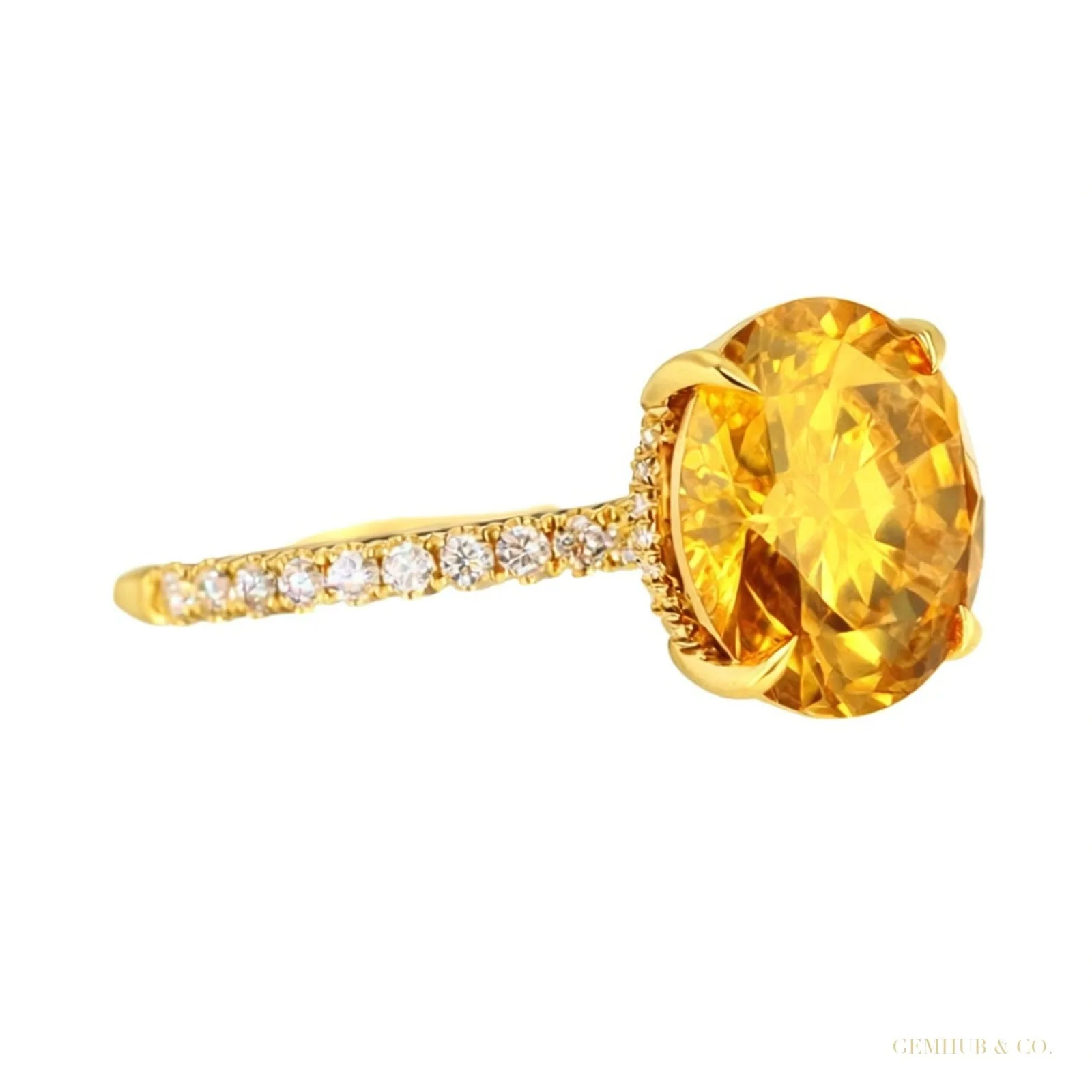 9 ct DEW Round Brilliant Champagne Moissanite Ring in 18K Gold Plated