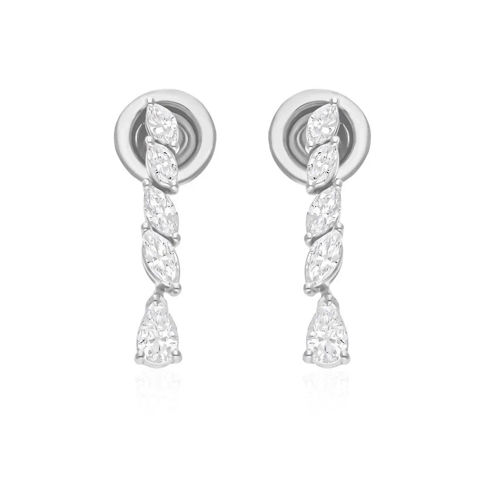 Certified Natural Diamond Tiny Drop Dangle Earrings For Women 14k Gold Pear Cut - view 5