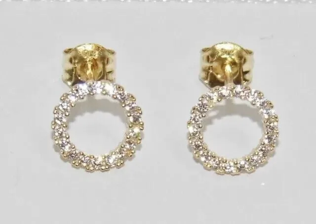 14k Yellow Gold Open Circle Round Natural Diamond Stud Women’s Earrings For Home - view 6