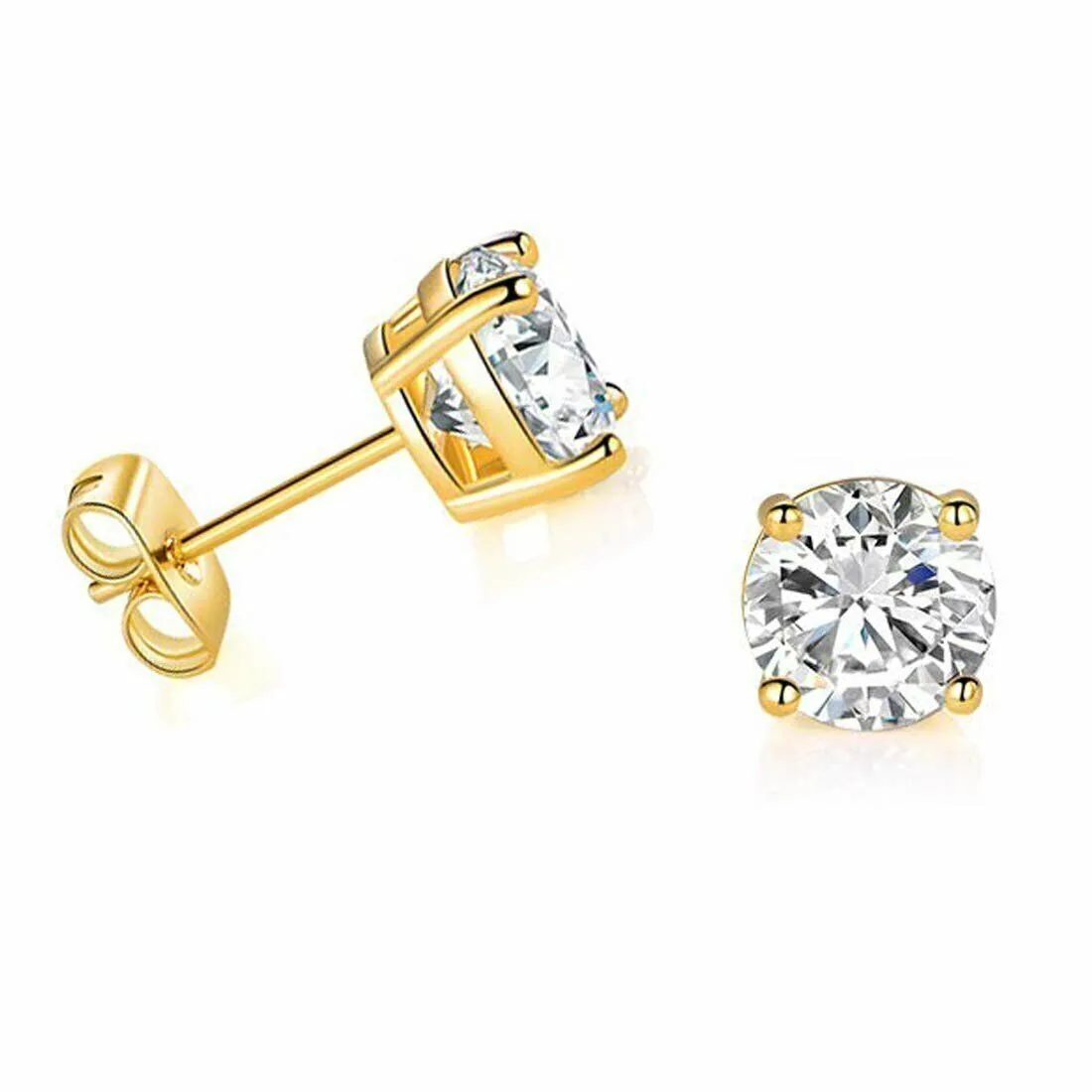 14k Real Gold Round Cut Natural Diamond Daily Wear Studs Women’s Earrings