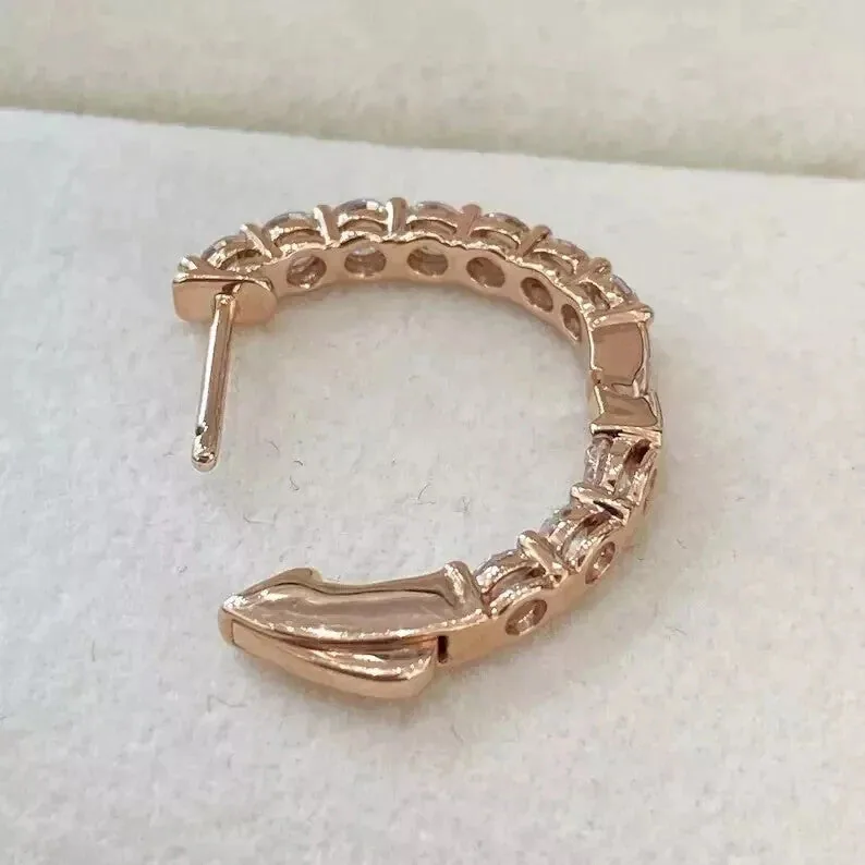 Certified Natural Diamond Hoop Women’s Earrings For Engagement 14K Rose Gold - view 5